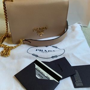 Pattina  Chain Saffiano Leather Cross Body Bag